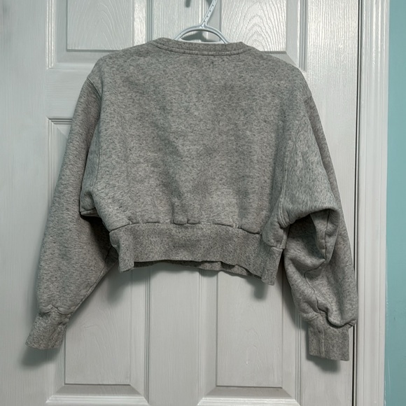 Aritzia TNA Cropped Crewneck Sweater in Grey - Picture 2 of 3